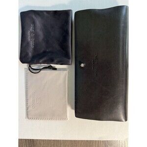 RAG & BONE Black Leather Case for Sunglasses Eyeglasses,Dust Bag, Cleaning Cloth